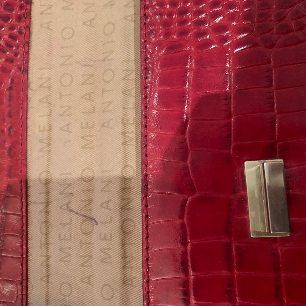🌹ANTONIO MELANI🌹CROCODILE EMBOSSED CLUTCH. TWIST CLOSURE. GORGEOUS! - Picture 7 of 9